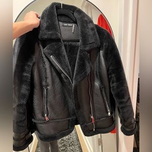 Faux fur leather jacket